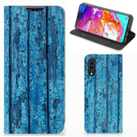 Samsung Galaxy A70 Book Wallet Case Wood Blue - thumbnail