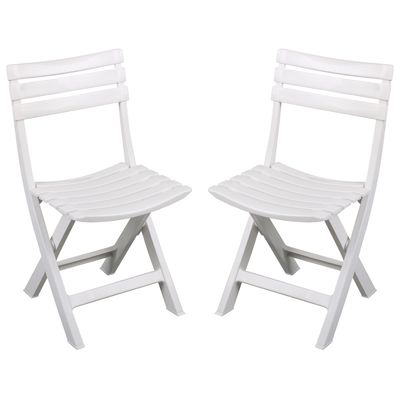 Klapstoel voor buiten/binnen - 4x - wit - 41 x 79 cm - stevig kunststof - Bijzet stoelen