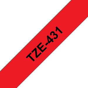 Brother TZe-431 Labeltape Tapekleur: Rood Tekstkleur: Zwart 12 mm 8 m