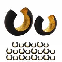 David - kaarsenhouder - zwart mat met goud - metaal - set van 24