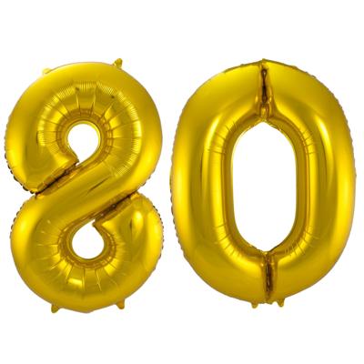 Folat Folie ballonnen - 80 jaar cijfer - goud - 86 cm - leeftijd feestartikelen - versiering