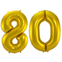 Folat Folie ballonnen - 80 jaar cijfer - goud - 86 cm - leeftijd feestartikelen - versiering