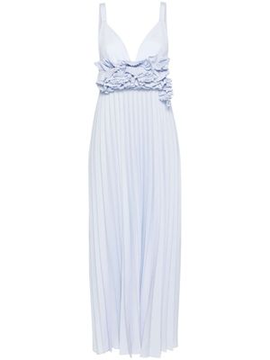P.A.R.O.S.H. robe longue plissée à appliques fleurs - Bleu