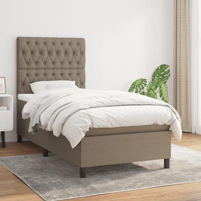 Boxspring met matras stof taupe 90x200 cm