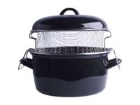 Cookinglife Emaille Frituurpan Met Mand Cooking Zwart - ø 24 cm Cookinglife Emaille Frituurpan Met Mand Cooking Zwart - ø 24 cm