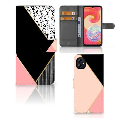 Samsung Galaxy A04e | Book Case | Zwart Roze Vormen