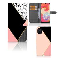 Samsung Galaxy A04e | Book Case | Zwart Roze Vormen