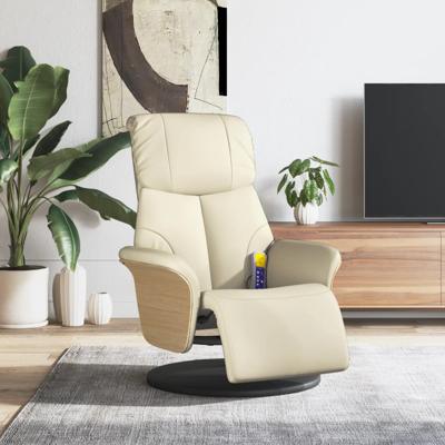 Massagestoel verstelbaar met voetensteun kunstleer crèmekleurig