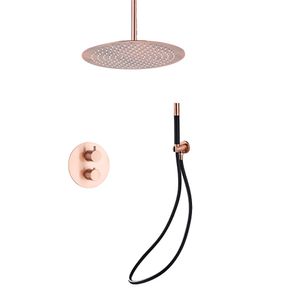 Saniclear Copper Pro inbouw regendouche 20cm rond met plafondarm geborsteld koper