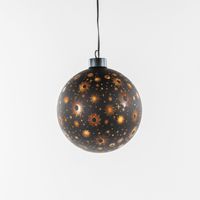 Verlichte bal/kerstbal - zwart kosmos D12 cm -bewegend licht- warm wit - thumbnail