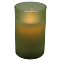 LED kaars wax in groen mat glas 12,5cm - Magic Flame - thumbnail
