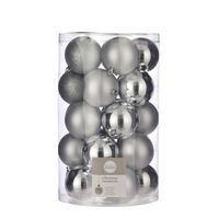 25x Kunststof kerstballen zilver 8 cm   -