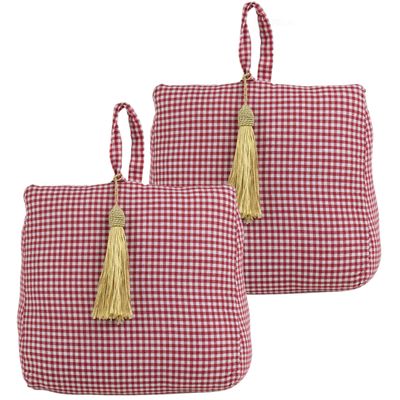 Deurstopper - 2x - katoen/polyester - rood geruit - 20 x 18 cm Deurstopper - 2x - katoen/polyester - rood geruit - 20 x 18 cm
