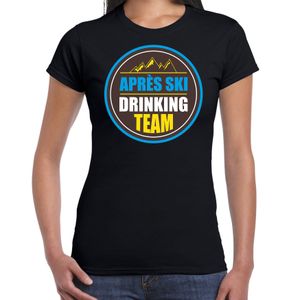 Apres ski t-shirt Apres ski drinking team zwart dames - Wintersport shirt - Foute apres ski outfit