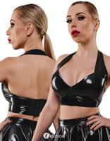 Zwarte lak haltertop, Bettina