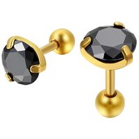 Heren oorbellen Black Royal King Crown Goudkleurig-3mm - thumbnail