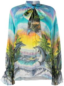 Philipp Plein chemise à imprimé Hawaii - Bleu