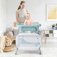 4 in 1 Opvouwbare Commode met Badkuip Draagbare Commode met Verschoonmat Blauw