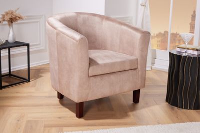 Design loungestoel HEMINGWAY champagne grijs fluwelen armleuningen - 43891