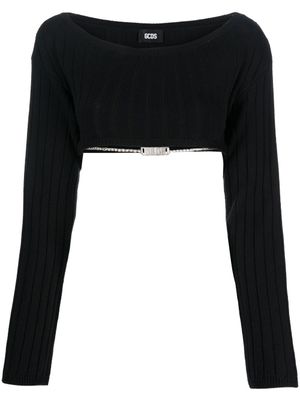 GCDS haut crop en maille à logo - Noir