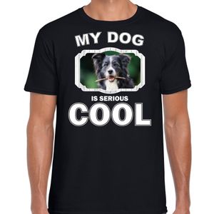 Border collie honden t-shirt my dog is serious cool zwart voor heren