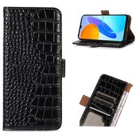 Crocodile Series Honor X20 SE Wallet Leren Hoesje met RFID - Zwart - thumbnail