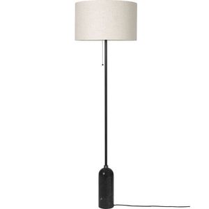 Gubi Gravity Vloerlamp - Zwart marmer & Canvas wit