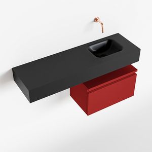Toiletmeubel Mondiaz Andor | 100 cm | Meubelkleur Fire | Lex vrijhangend wastafel Urban Rechts | Zonder kraangat