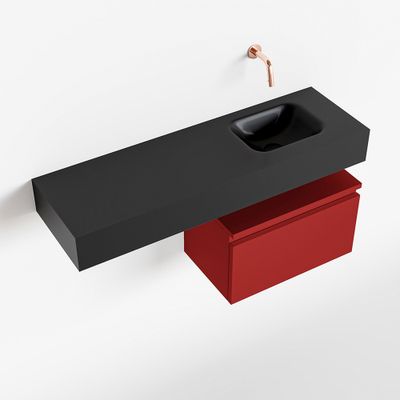 Toiletmeubel Mondiaz Andor | 100 cm | Meubelkleur Fire | Lex vrijhangend wastafel Urban Rechts | Zonder kraangat