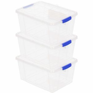 3x Opslagbakjes/organizers met deksel 1 liter 16 cm transparant