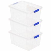 3x Opslagbakjes/organizers met deksel 1 liter 16 cm transparant - thumbnail