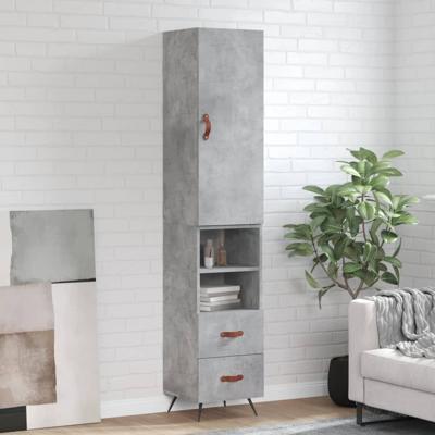 Hoge kast 34,5x34x180 cm bewerkt hout betongrijs