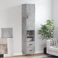 Hoge kast 34,5x34x180 cm bewerkt hout betongrijs