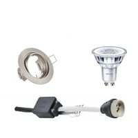 LED Spot Set - GU10 Fitting - Inbouw Rond - Mat Nikkel - Kantelbaar Ø83mm - Philips - CorePro 830 36D - 5W - Warm Wit 3000K - Dimbaar