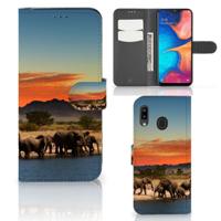 Samsung Galaxy A30 | Telefoonhoesje | Met pasjeshouder | Olifanten