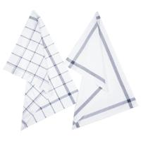 Theedoek Traditioneel - set van 2x stuks - blauw/wit- motief - katoen - 70 x 45 cm