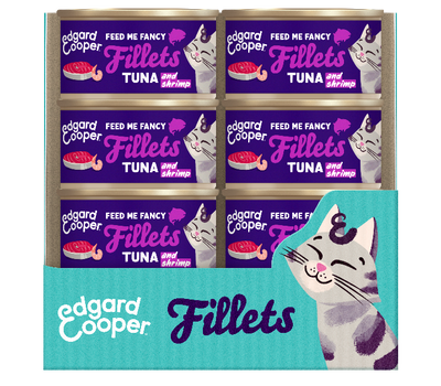Edgard & Cooper graanvrij tonijn- en garnaalfilets kat natvoer blikjes 24 x 70 gr