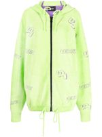We11done hoodie en éponge à fermeture zippée - Vert