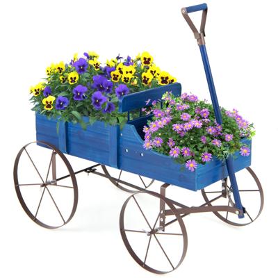Houten Plantenbak Decoratieve Bloembak met Wielen en 2 Secties Buitenplantenbak voor Tuin en Terras Grijs/Blauw/Rood/Groen/Bruin/Oranje