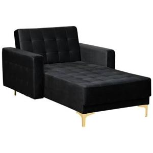 Beliani - ABERDEEN - Chaise longue - Zwart - Fluweel