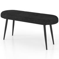 Voetenbank 113 cm Bedbank met Sponskussen Massief Metalen Poten 300 kg Belastbaar Schoenenbank voor Entree Zwart/Grijs