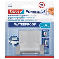 Powerstrips RVS dubbele haak waterproof Tesa 2 stuks - Handdoekhaakjes - thumbnail