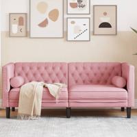Tweezitsbank Chesterfield-stijl en bolsters fluweel roze