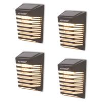 Set van 4 Dono LED solar wandlampen - 3000K warm wit - 0.2W 300 lumen - Incl. Schemerschakelaar - IP65 waterdicht - Zwart - Buitenlampen op zonne energie