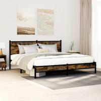 Bedframe zonder matras metaal gerookt eikenkleurig 160x200 cm