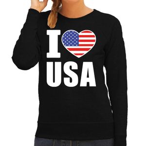 I love USA sweater / trui zwart voor dames