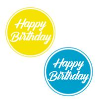 Verjaardag Bierviltjes / Onderzetters - 20x stuks - blauw/geel - D10 cm - tafel versiering