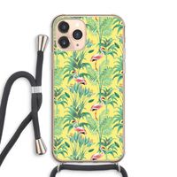 Flamingo party: iPhone 11 Pro Max Transparant Hoesje met koord