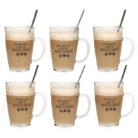 Bellatio Design Latte macchiato glazen - set 6x - incl. lepels - glas - 300 ml - koffie glazen - thumbnail