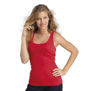 Basic tanktop - rood - voor dames - mouwloos shirt - katoen